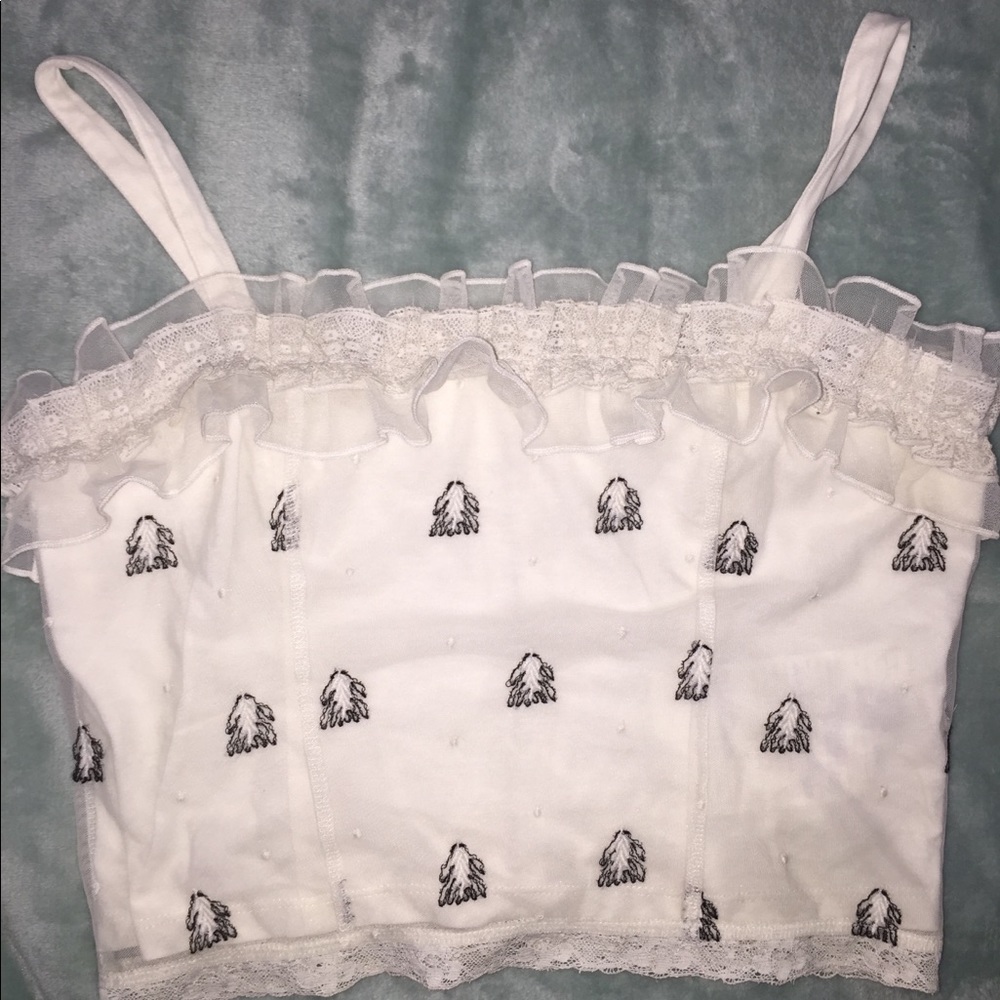 Lace corset zip-up American eagle top